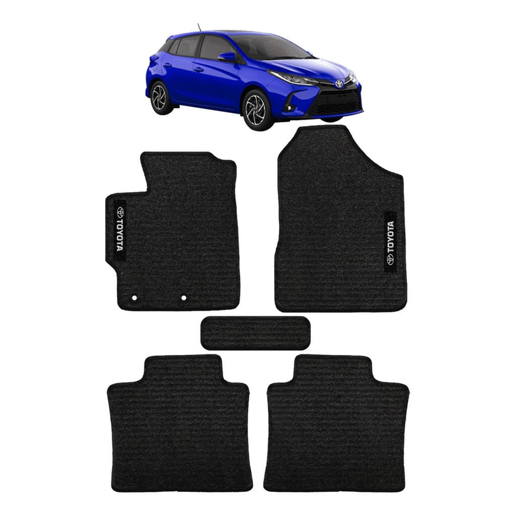 Kit de tapetes 3 peças específico Yaris 1999 00 01 ... 19 20 2021 Carpete Preto