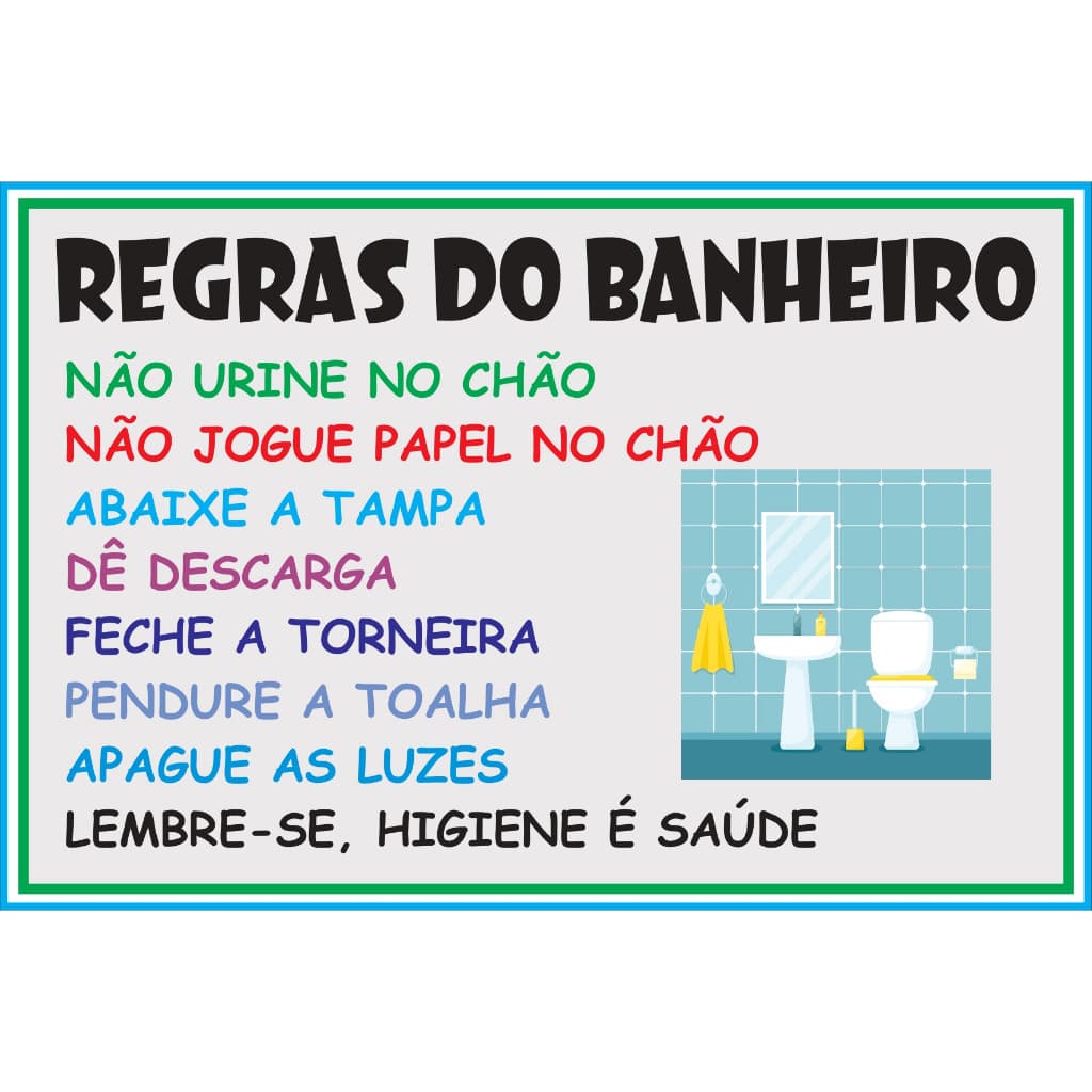 Placa Decorativa Regras Do Banheiro Mdf 20x30