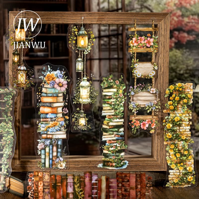JIANWU Fragrância Bookish Preenche Série De Jardim Vintage Flor Paisagem Material Colagem PET Adesivo Diário Criativo Pa