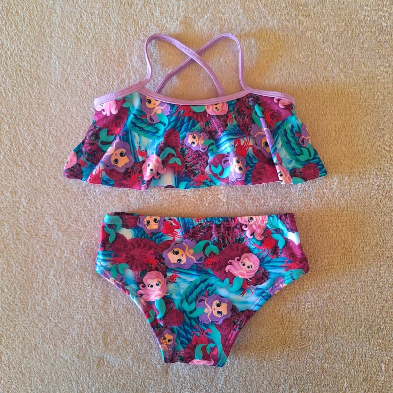 Biquini Babado Infantil Estampado com forro - Biquíni Moda Praia (4 a 10 anos)