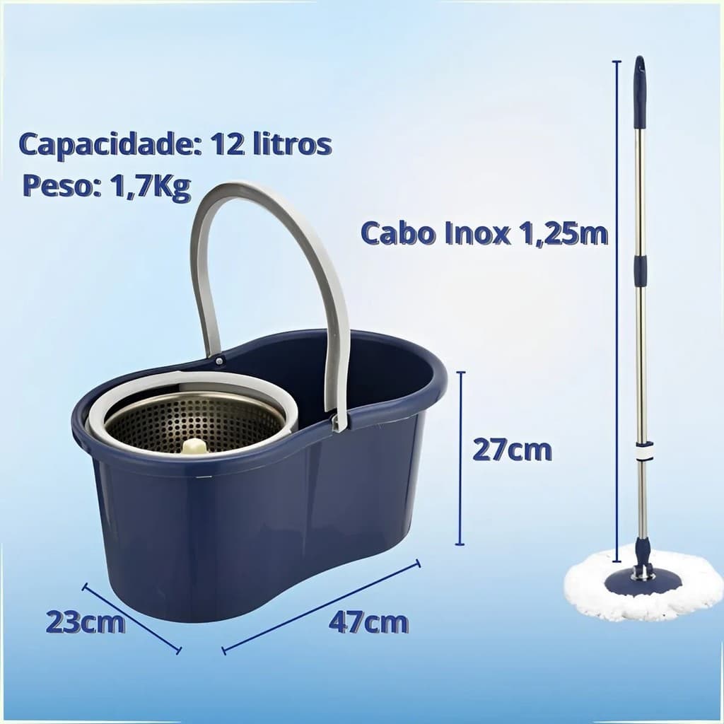 Mop Balde C/ Esfregão Giratório 360° C/ Alça Limpeza Prática