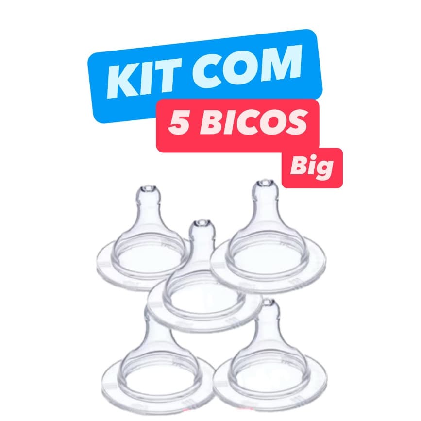 Kit 5 Bicos Big Grande De Silicone Redondo ou Orto