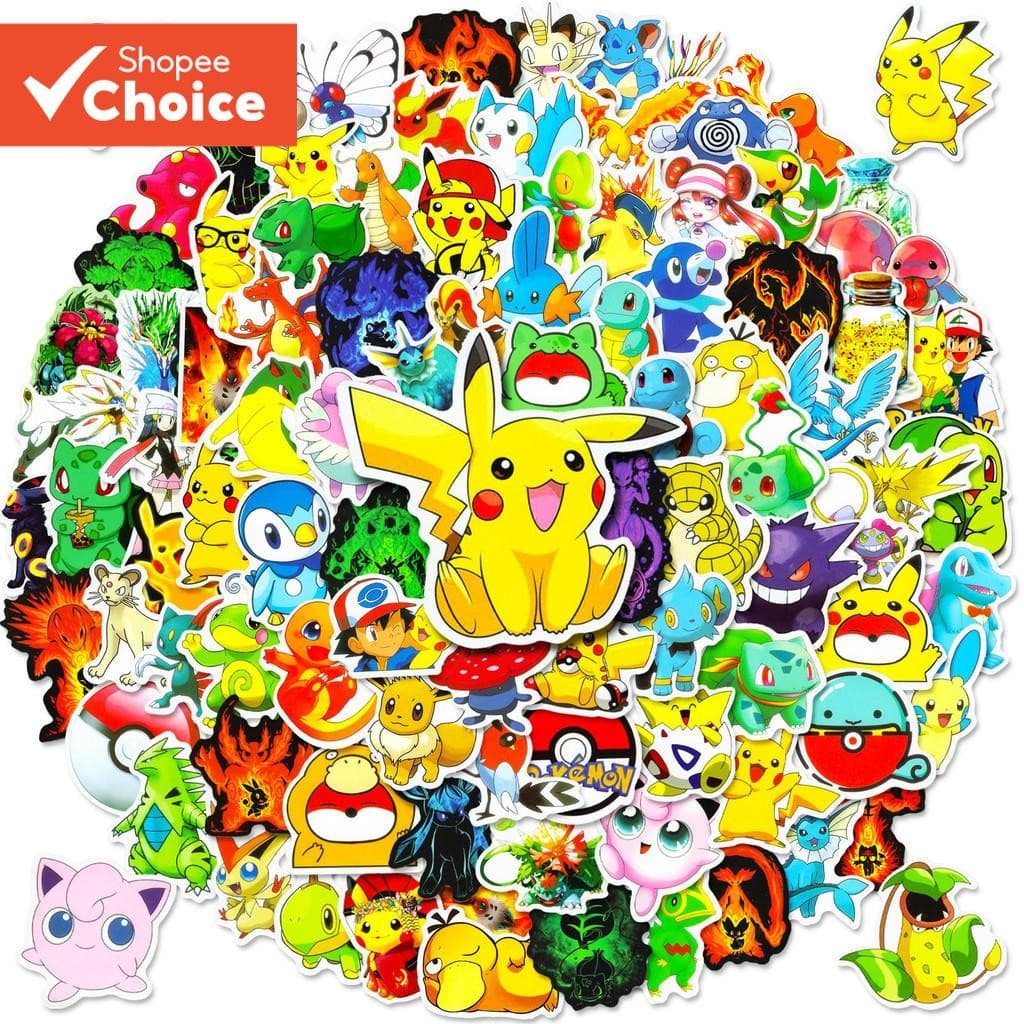Anime Pokemon Bonito Pikachu À Prova Dwaterproof Água Graffiti Adesivos 100/50 Pçs Para Capacete Bicicleta Mão Conta Láp