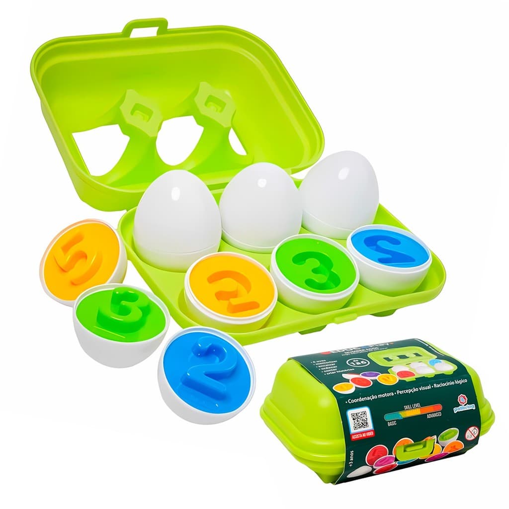Brinquedo Montessori Number Eggs Brinquedo Pedagógico De Encaixe Para Crianças E Pré-Escola Polibrinq