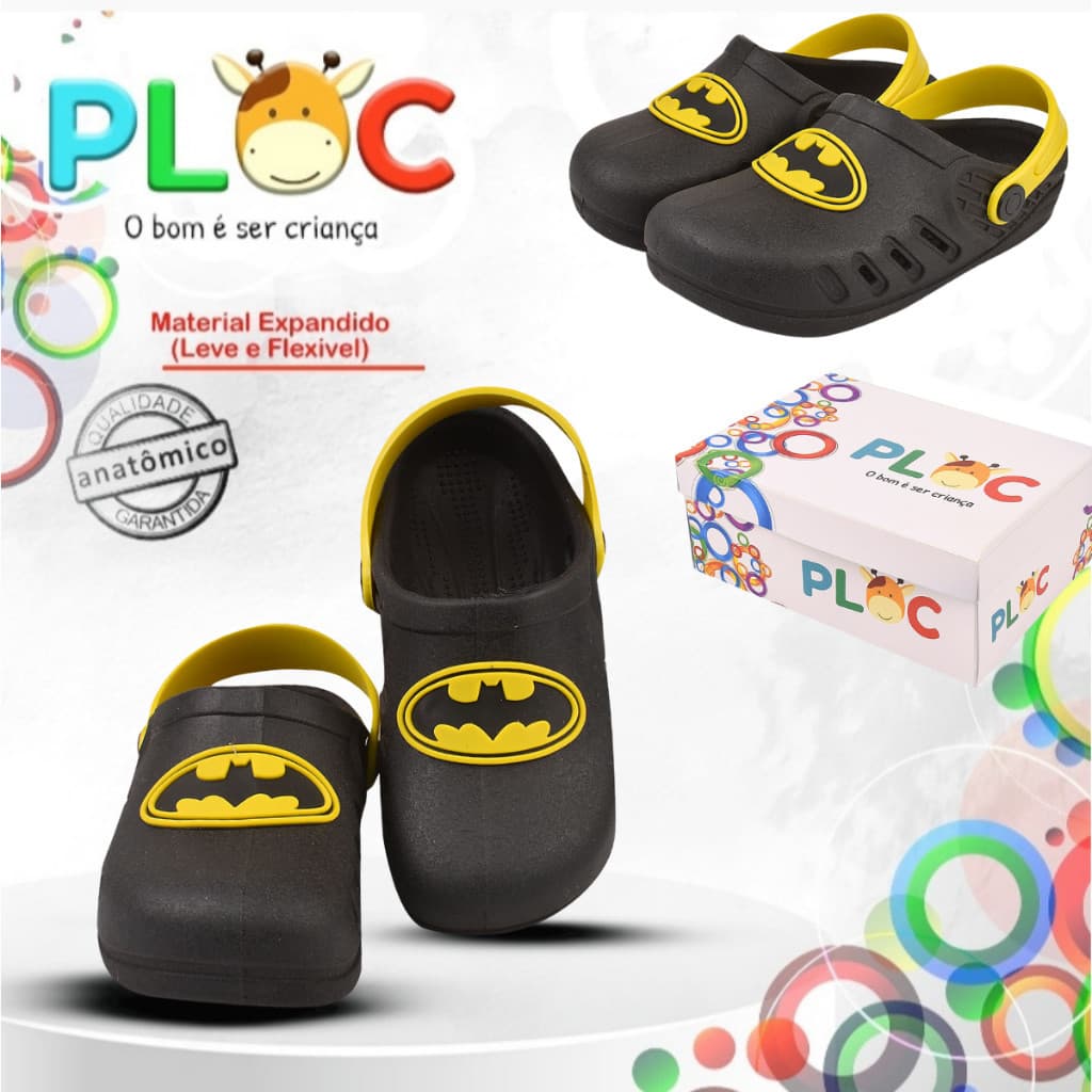 Sandália Chinelo Babuche Menino PLOC Bab40 BATMAN BRASÃO