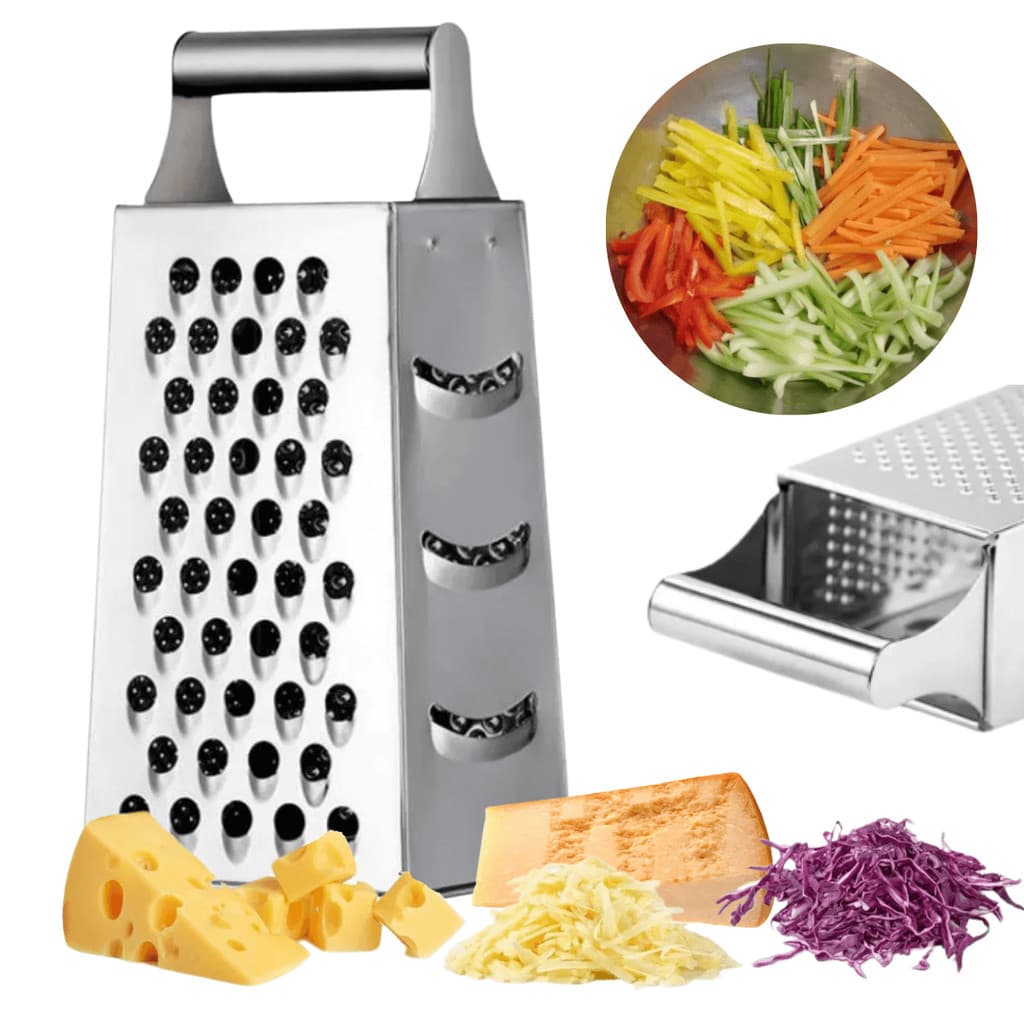 Ralador 4 Faces De Inox 23cm - Com Alça P/ Queijos Legumes