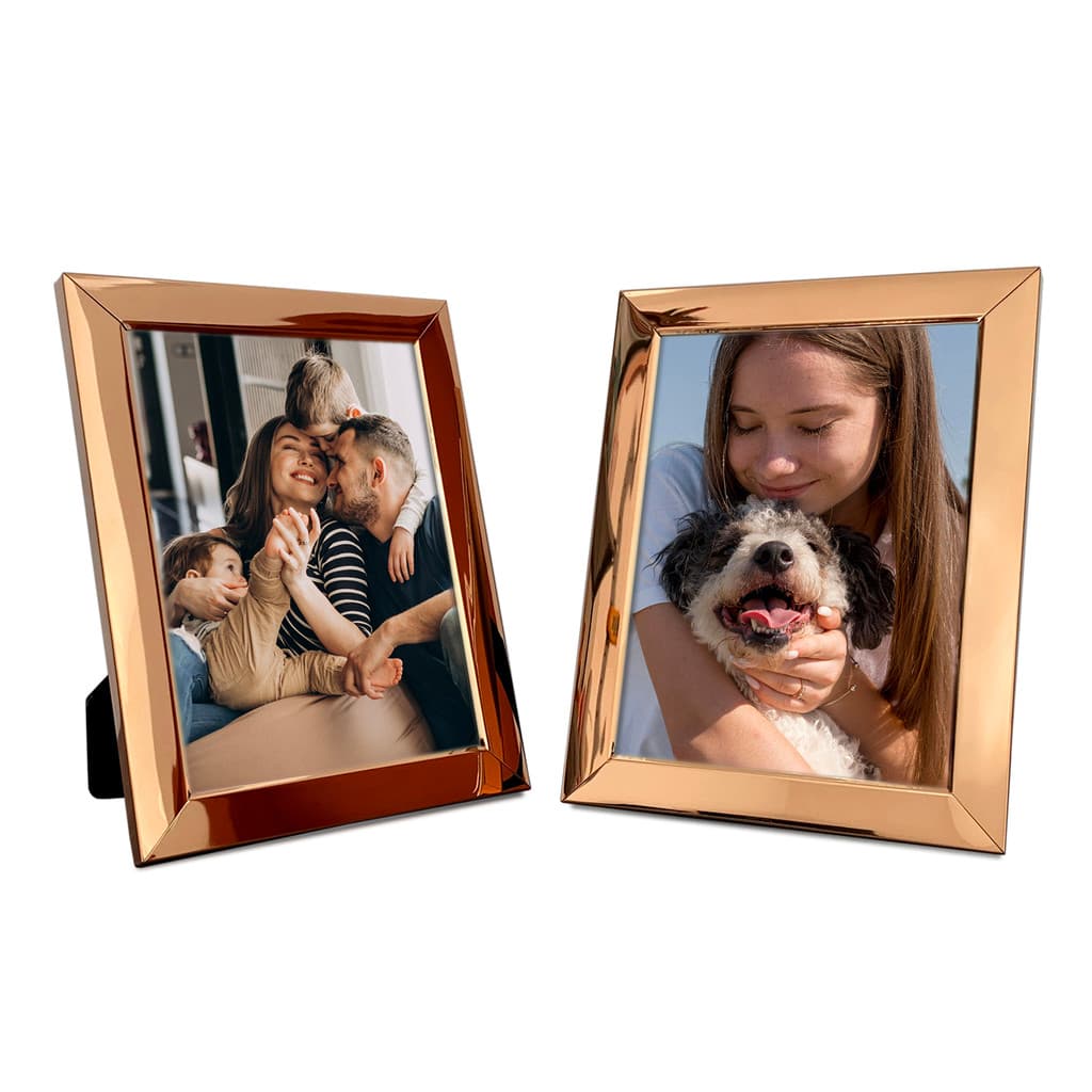Kit 2 Porta Retratos Foto 15x20 Moldura Rosé Gold Metalizado