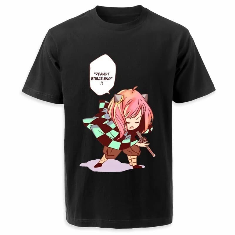 Camiseta Básica Unissex Spy X Family Peanut Breathing Kawaii Anya Anime - Blusa 100% Algodão - Envio Rápido - VS Shopp
