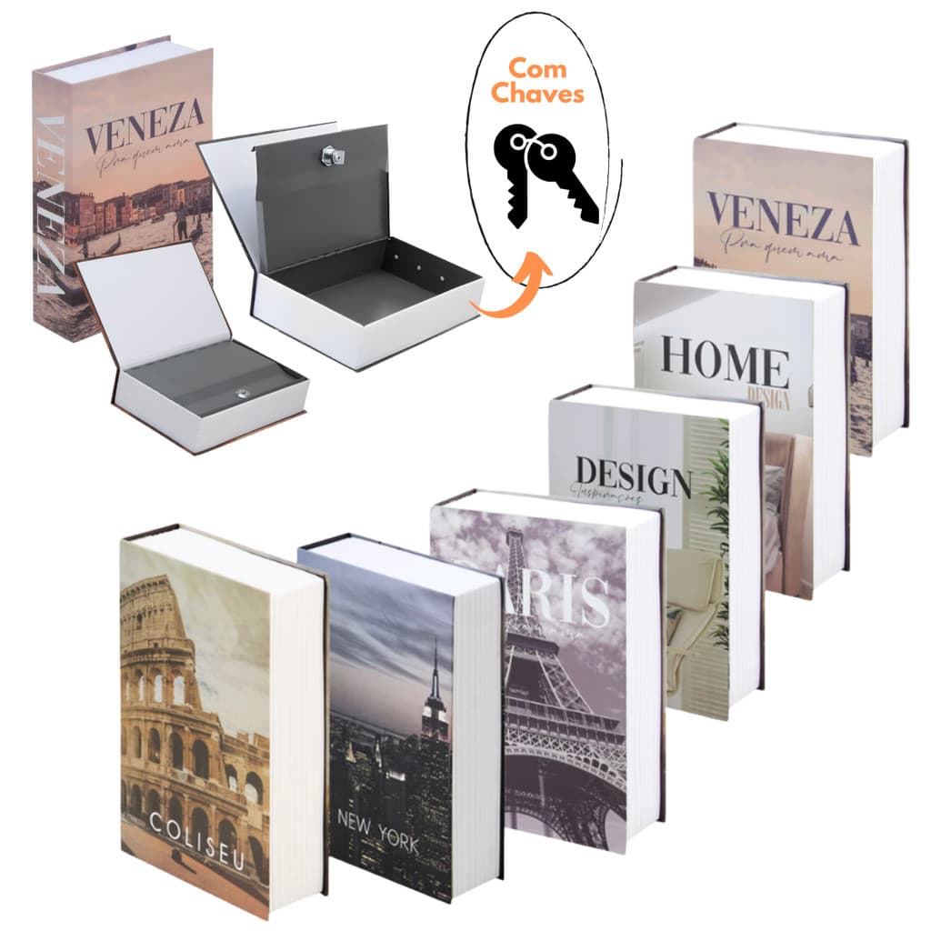 Cofre Camuflado Com Chave Porta Joias Formato De Livro Discreto