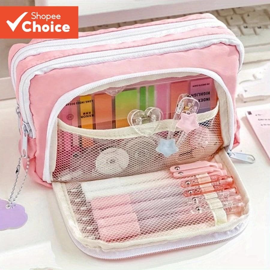 Estojo Kawaii Para Lápis Grande Capacidade Com Porta-Caneta Fofo Estudantes De Volta Às Aulas Papelaria Coreana