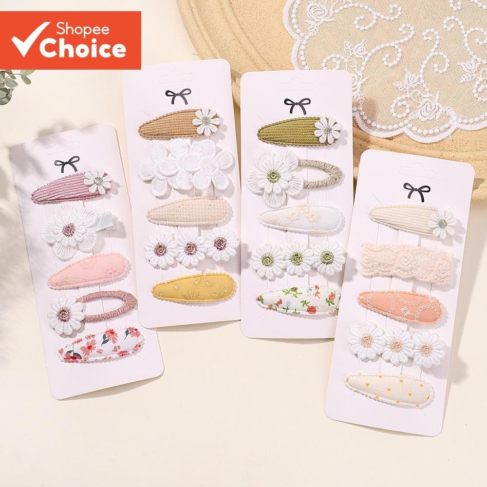 5Pcs/Set Mini Baby Girl Lovely Coelhinho Hair Clip com Laço Floral Bang Side Accessories