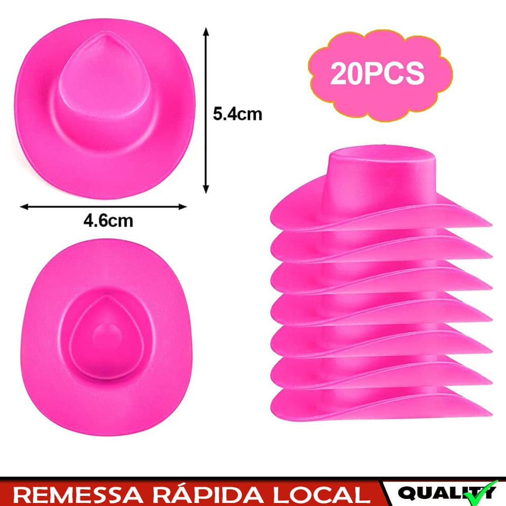 20 peças mini chapéus de cowboy, minúsculo chapéu de cowboy bonito mini chapéus de cowboy (Rosa Vermelho)