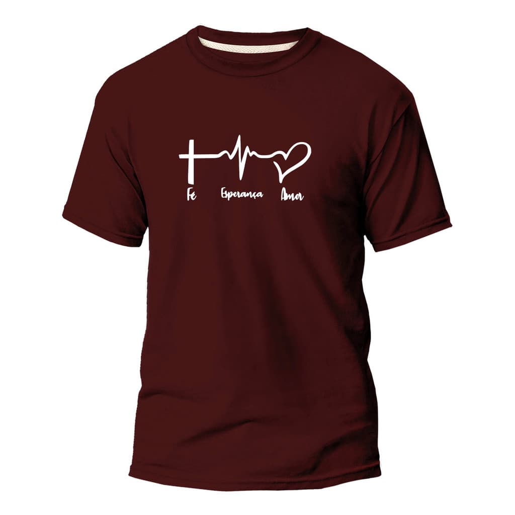 Camiseta Fé Esperança Amor Cristã Unissex Estampa Frase