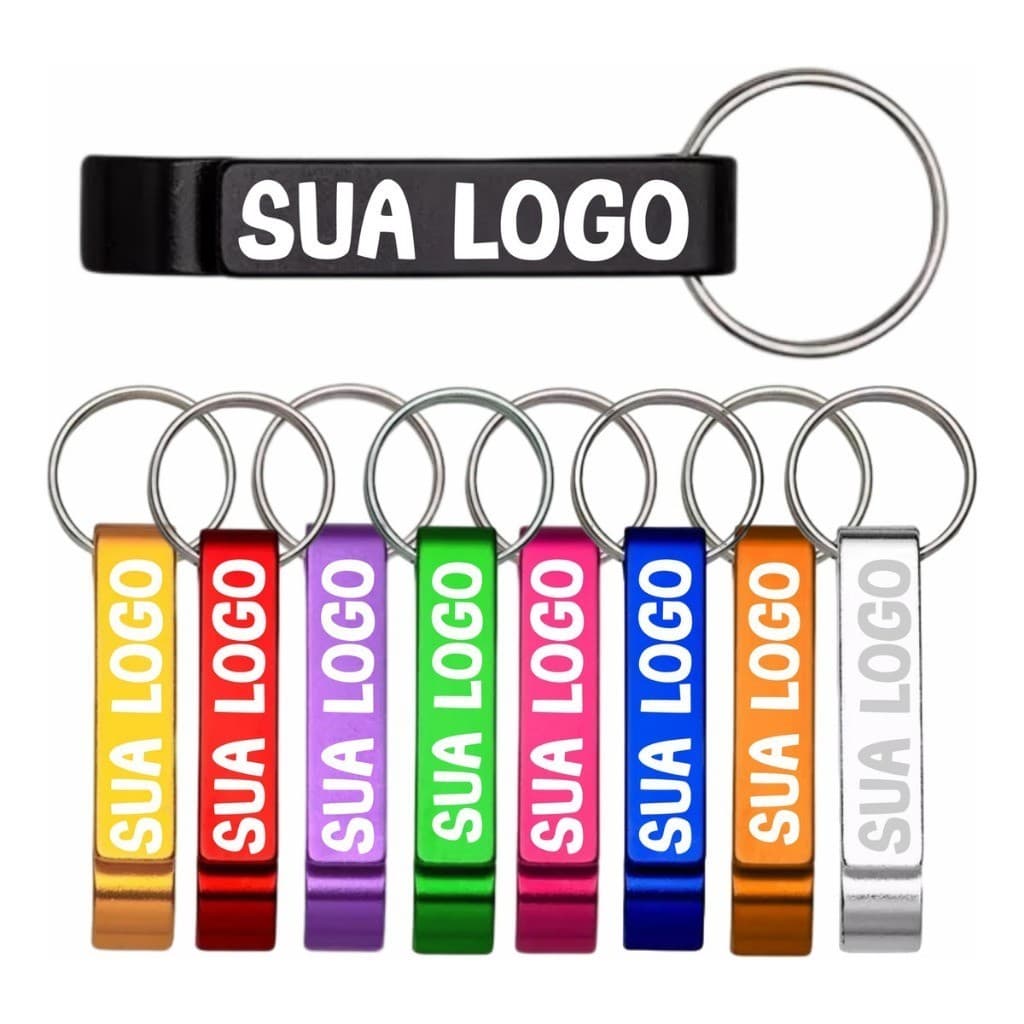 Kit 80 Chaveiro Abridor Alumínio Personalizado Sua Logo Empresa Igreja Eventos Aniversário Casamento
