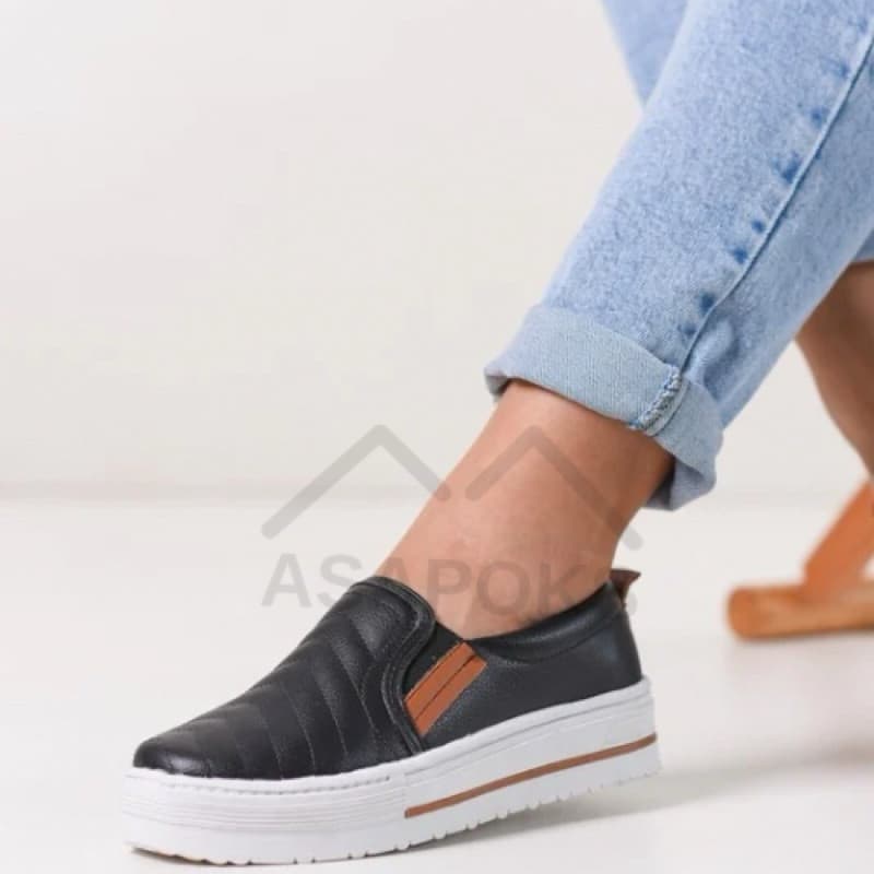Tênis Slip-on Solado Branco Sapatênis Sapato Feminino Sapatilha Casual Confortável Envio Imediato