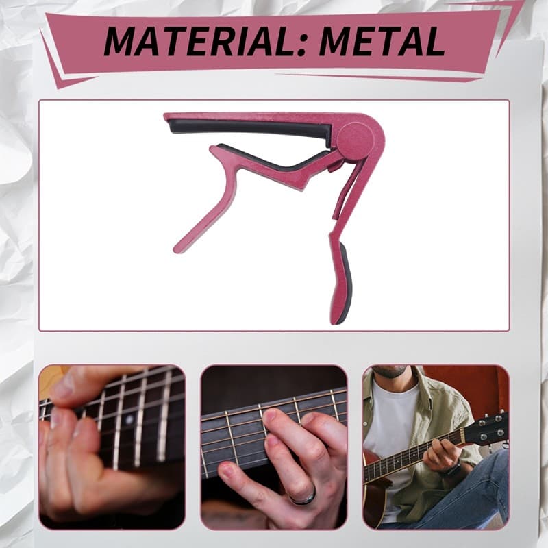 Capo De Gatilho De Chave De Braçadeira Para Guitarra Clássica Elétrica Acústica (Rosa)