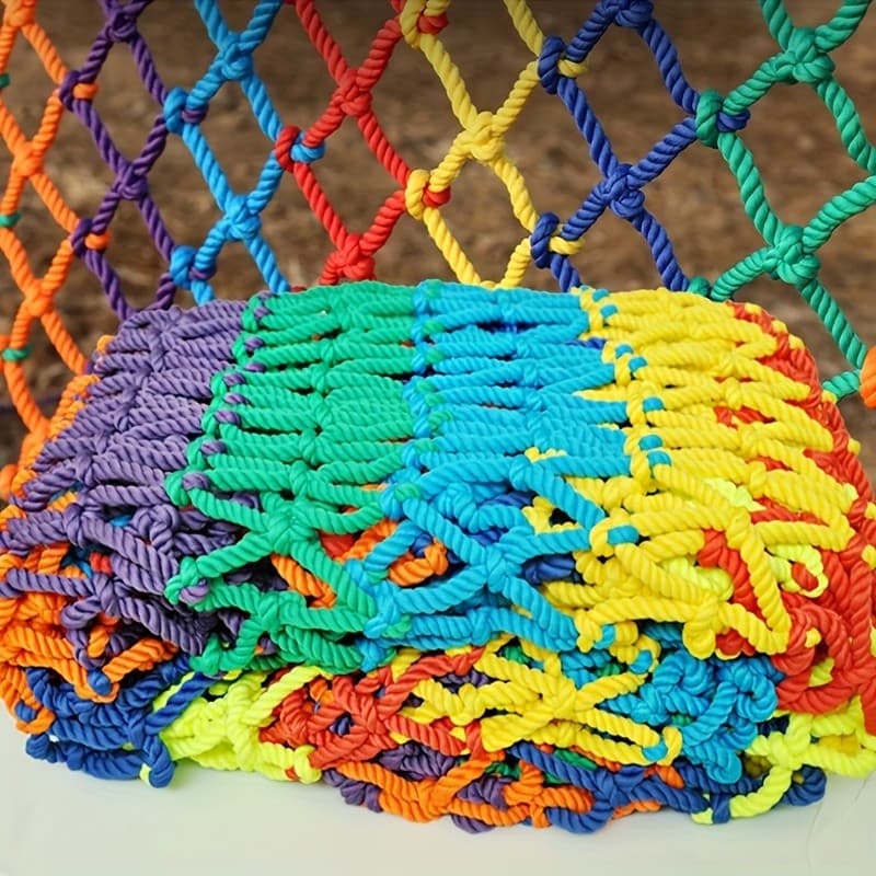 Rede De Escalada De Segurança Infantil-Cinta Arco-Íris De 3m x 1m | Furos De 5 Cm , Playground Ao Ar Livre Tecida Duráve