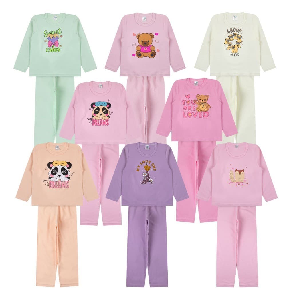 Conjunto Plush Menina Inverno  Pijama Quentinho Peluciado Infantil e Juvenil