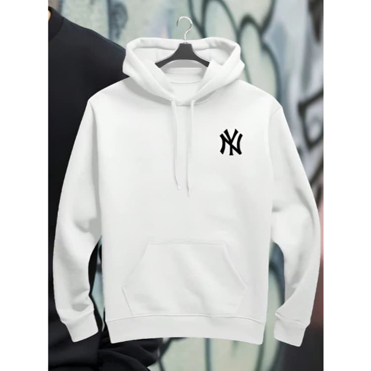 Blusa de Frio Moletom Canguru Flanelado New York Hip Hop Com Bolso Masculino e Feminino