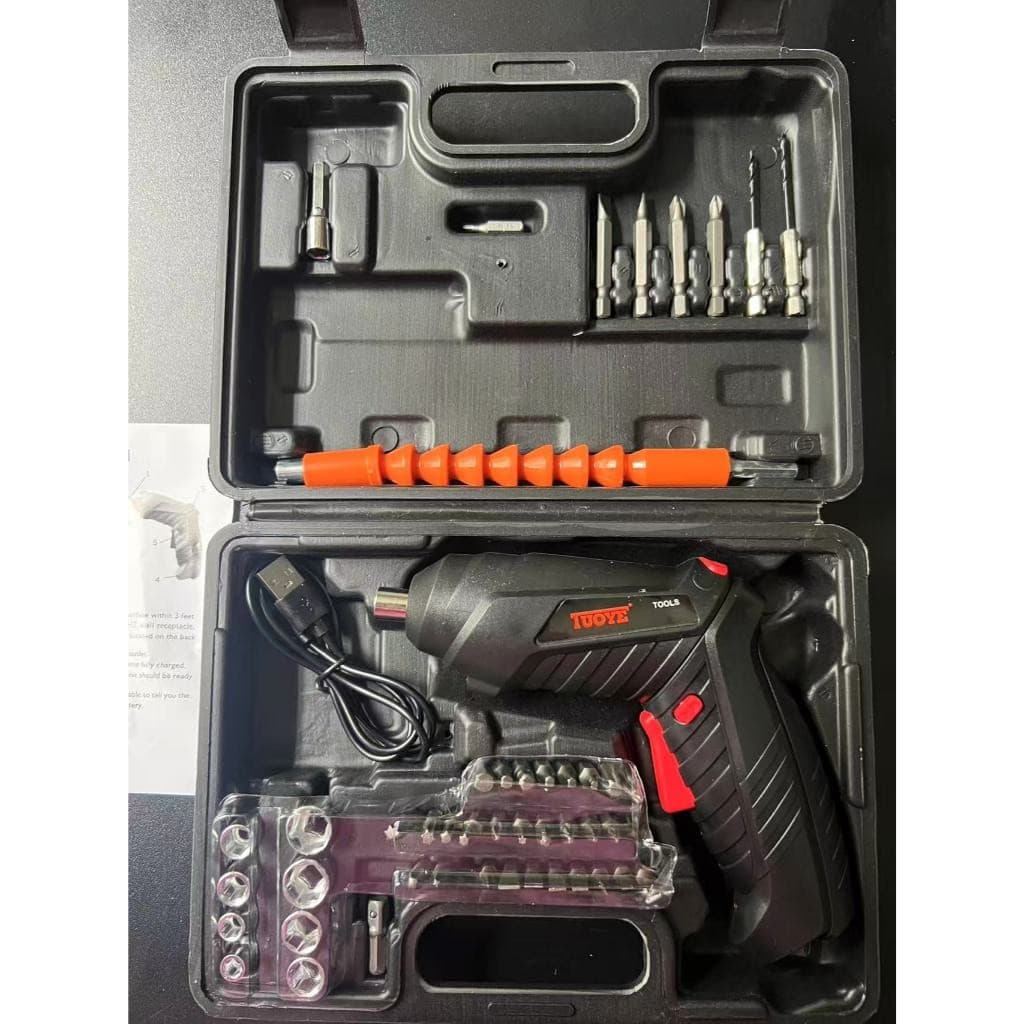 Kit Parafusadeira Doméstica com maleta Leve Portátil USB Recarregável