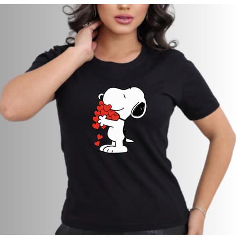 Camiseta T-shirt Feminina Estampada Snoop - Blusa Manga Curta 100% Algodão - Envio Imediato - NB the Shirt