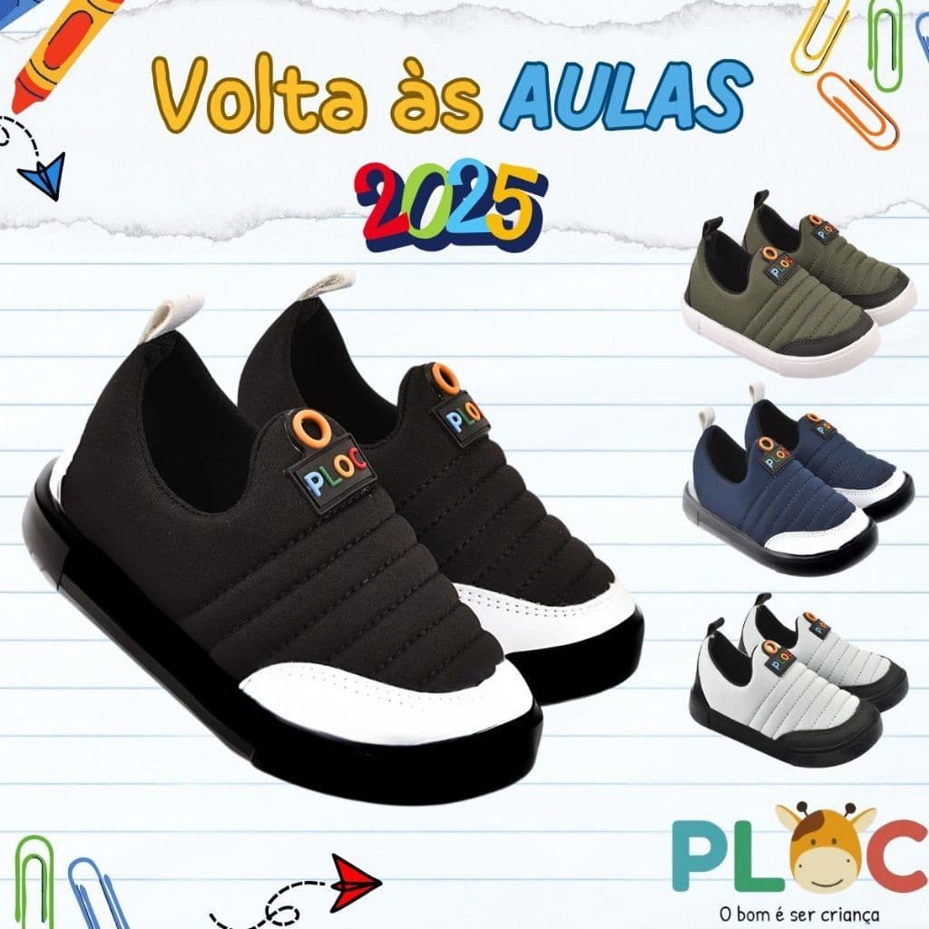 Tênis Ploc Volta as Aulas: Street Calce Fácil Slip On Flat  MENINO