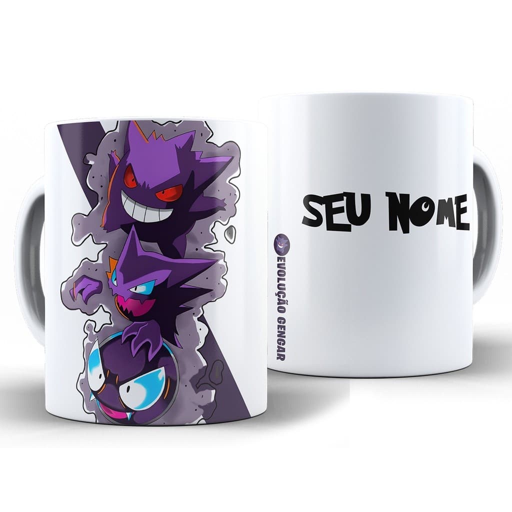 Caneca Gengar Pokémon Personalizada Com Nome   - Xícara 325ML Cerâmica