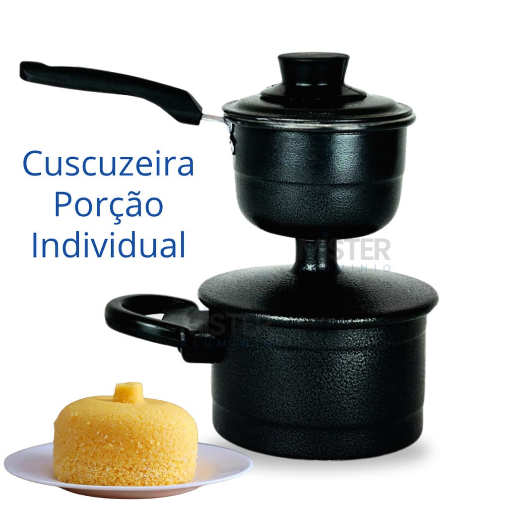 Cuscuzeiro Nordestino Preto Porção Individual Tipo Paulistinha Peitinho Faz Cuscuz em 5 Minutos
