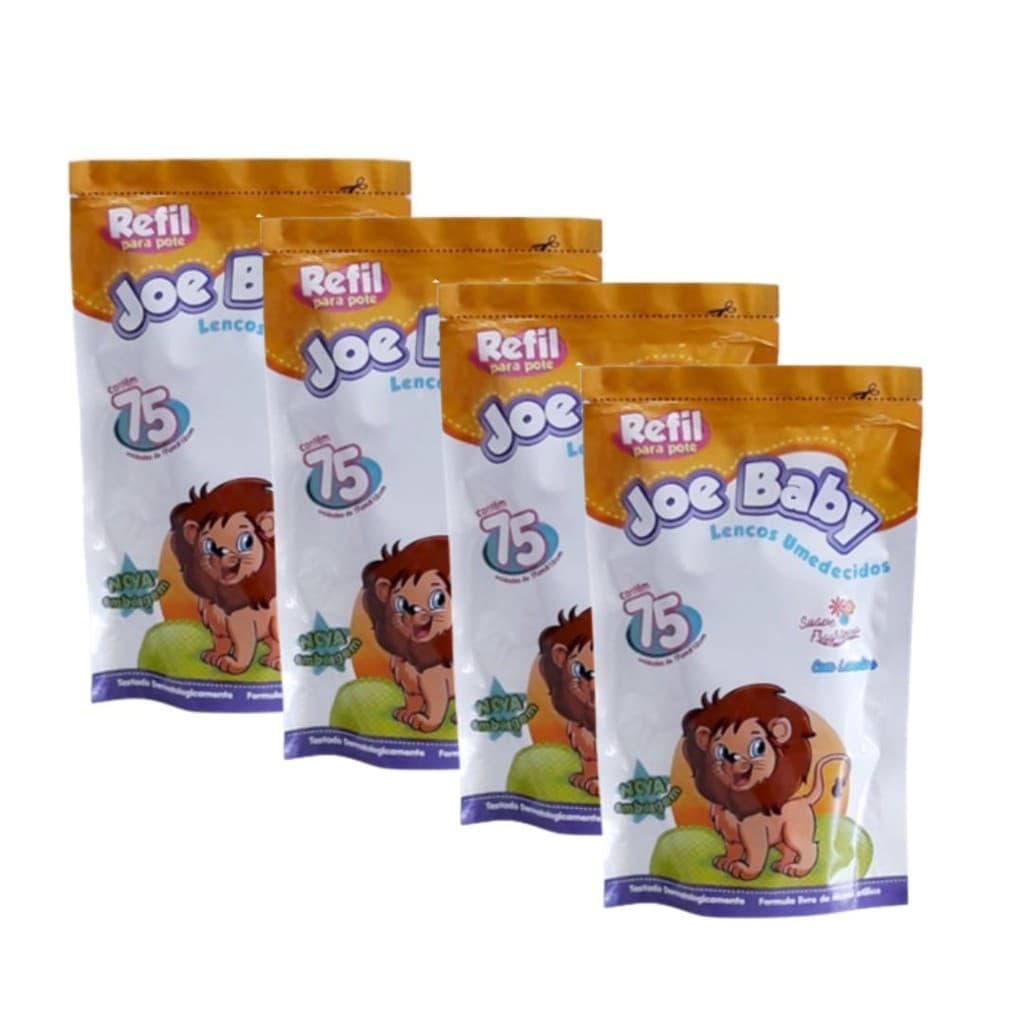 Lenço Umedecido Joe Naby Refil Para Pote 75 Unidades Kit C/4