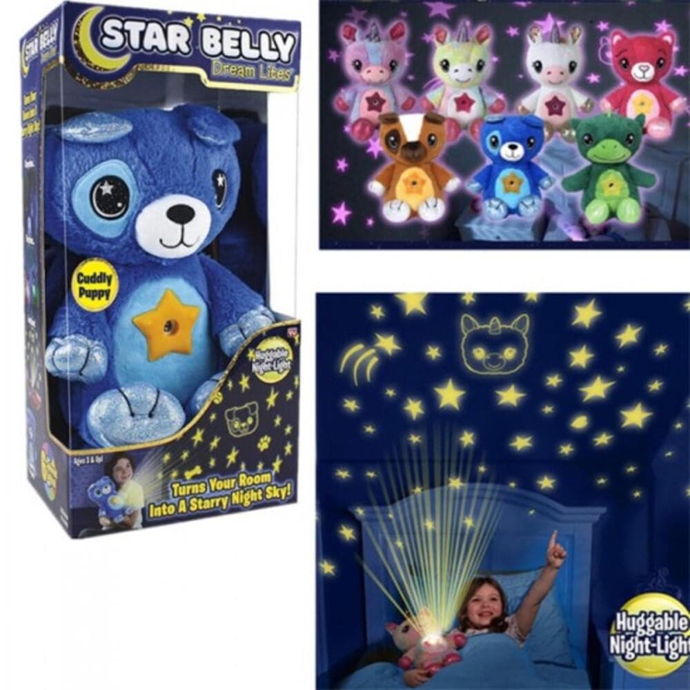 URSO DE PELUCIA REFLETOR MUSICAL URSINHO LUZ NOTURNA ESTRELAS BRINQUEDO UNICORNIO LUMINARIA INFANTIL