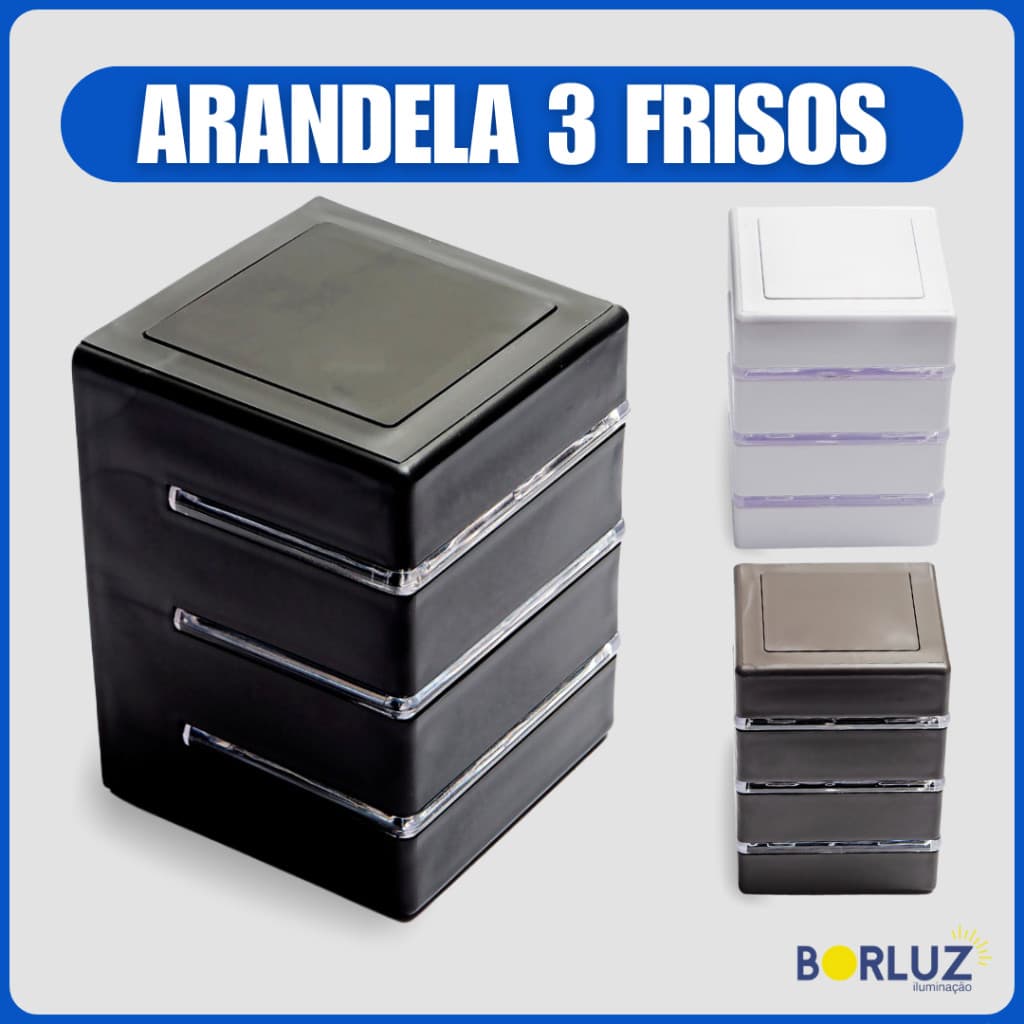 Luminária Arandela Acabamento 3 Frisos Bivolt Led Área Externa e Interna 110v 220v