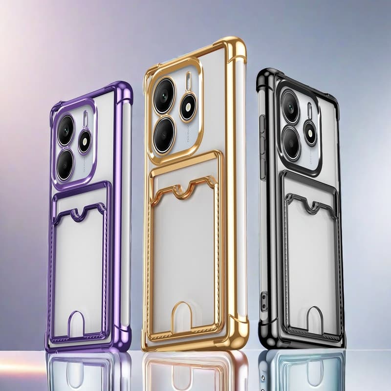 Capinha de Celular Porta Cartão Para Xiaomi Mi 14T Pro Poco X6 X5 Pro C75 C65 Redmi 14C 13C Note 14 13 12 11 Pro Plus