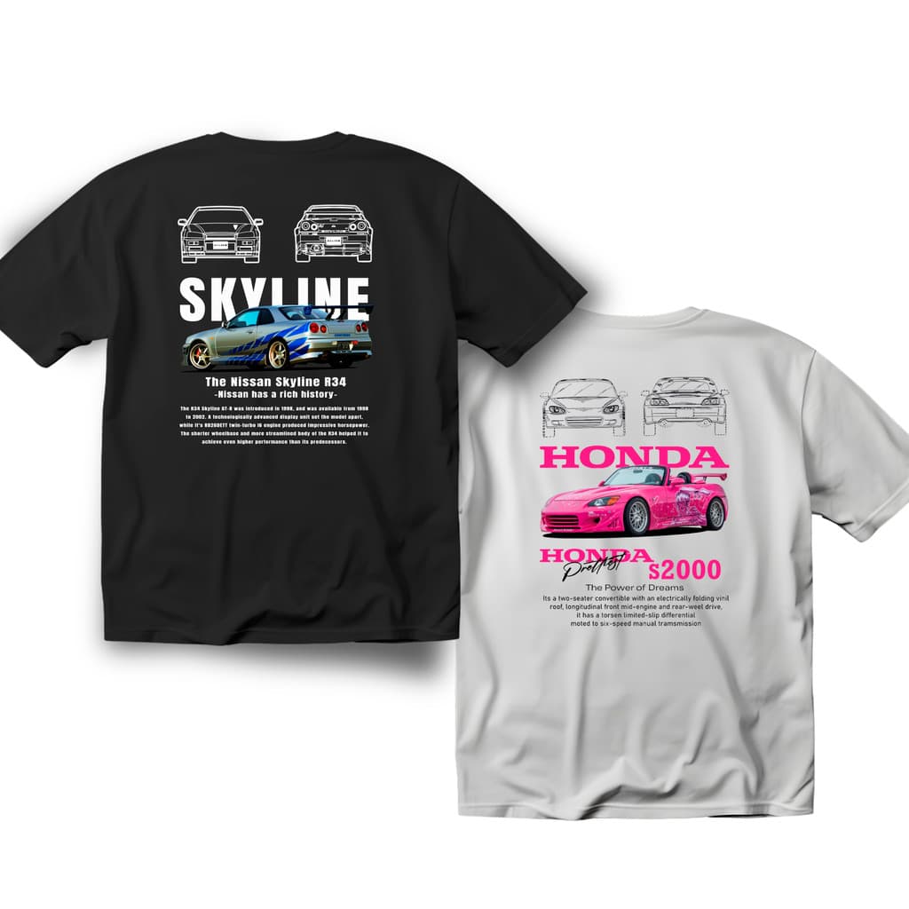 Kit Camiseta Casal Gtr Skyline + S2000 Velozes e Furiosos Camisa Blusa de Algodão