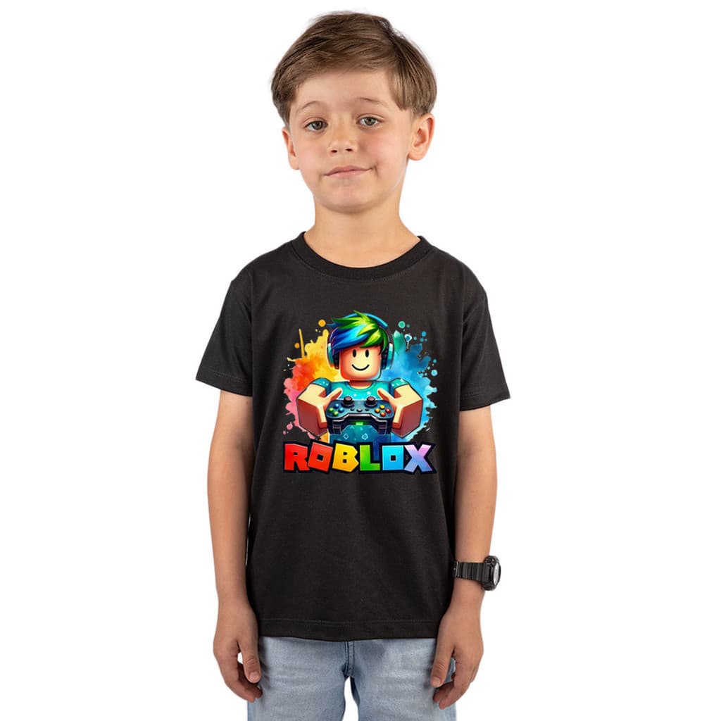 Camiseta Básica Roblox Games Infantil Juvenil Algodão