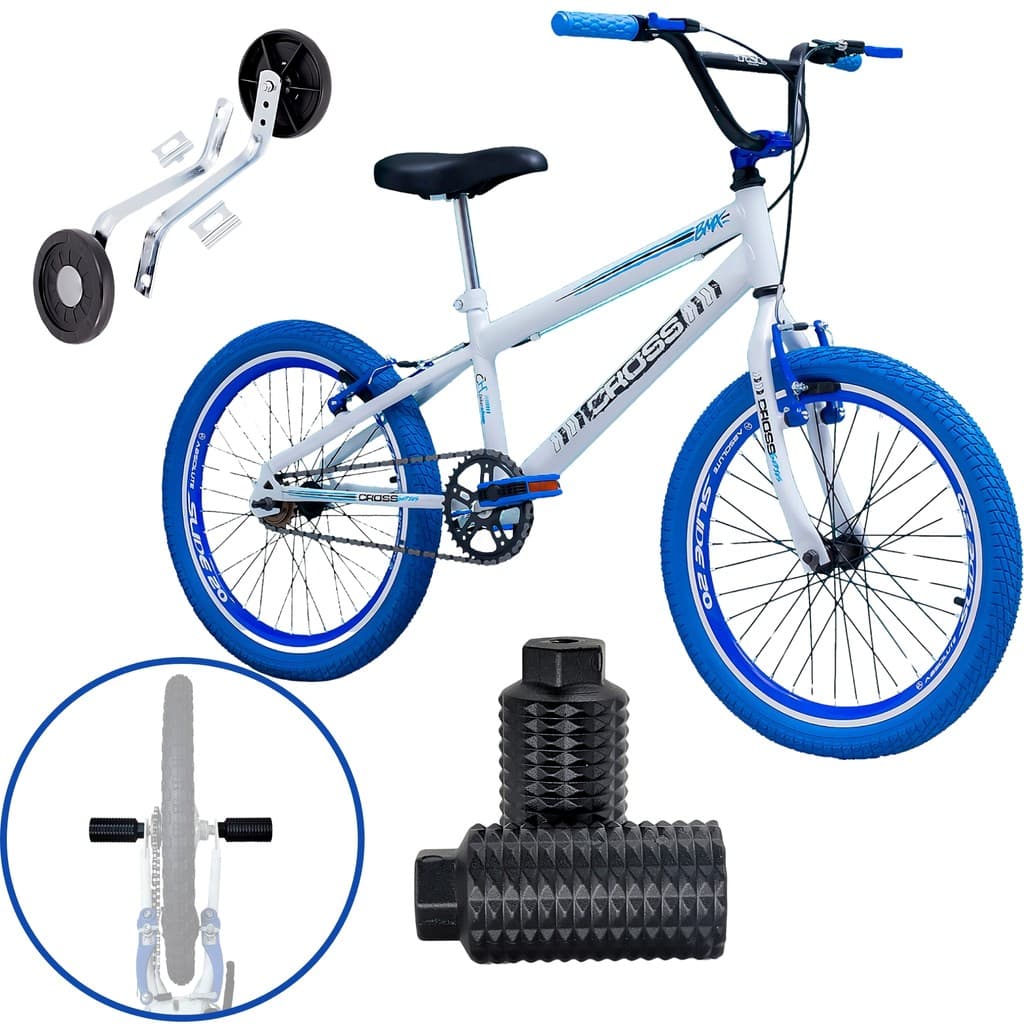 Bicicleta Cross BMX Aro 20 Rodinha Treinamento Apoio Trolhão