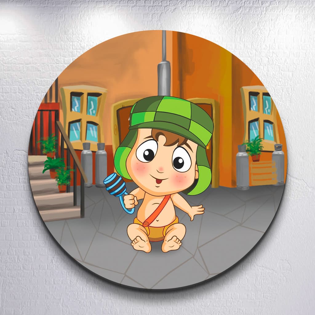 Capa Painel de Festa Redondo Tamanhos Diversos Grande e Mini Decoração Chaves Menino Barriu