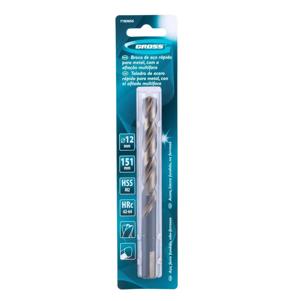 BROCA ACO RAPIDO PROFISSIONAL, INDUSTRIAL, PARA METAL, 12 X 151MM, ACO M2, 1PC // GROSS