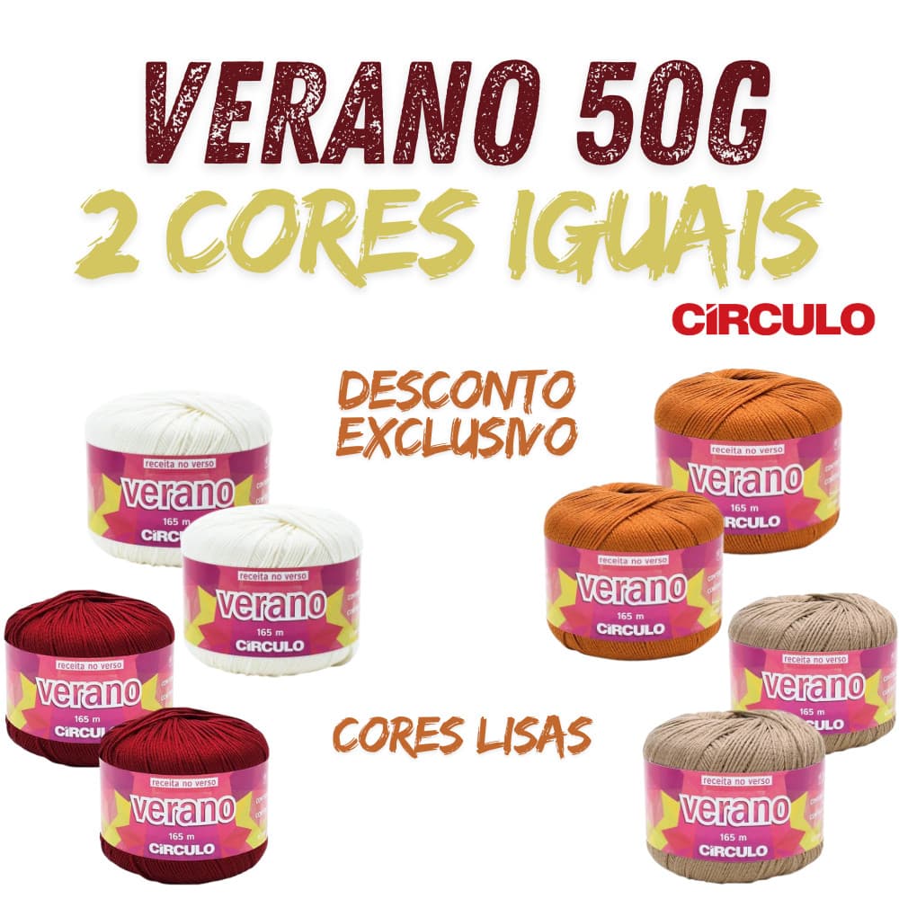 Kit de Linha Fio Verano 165 - 50g Circulo - kit com 2 cores iguais