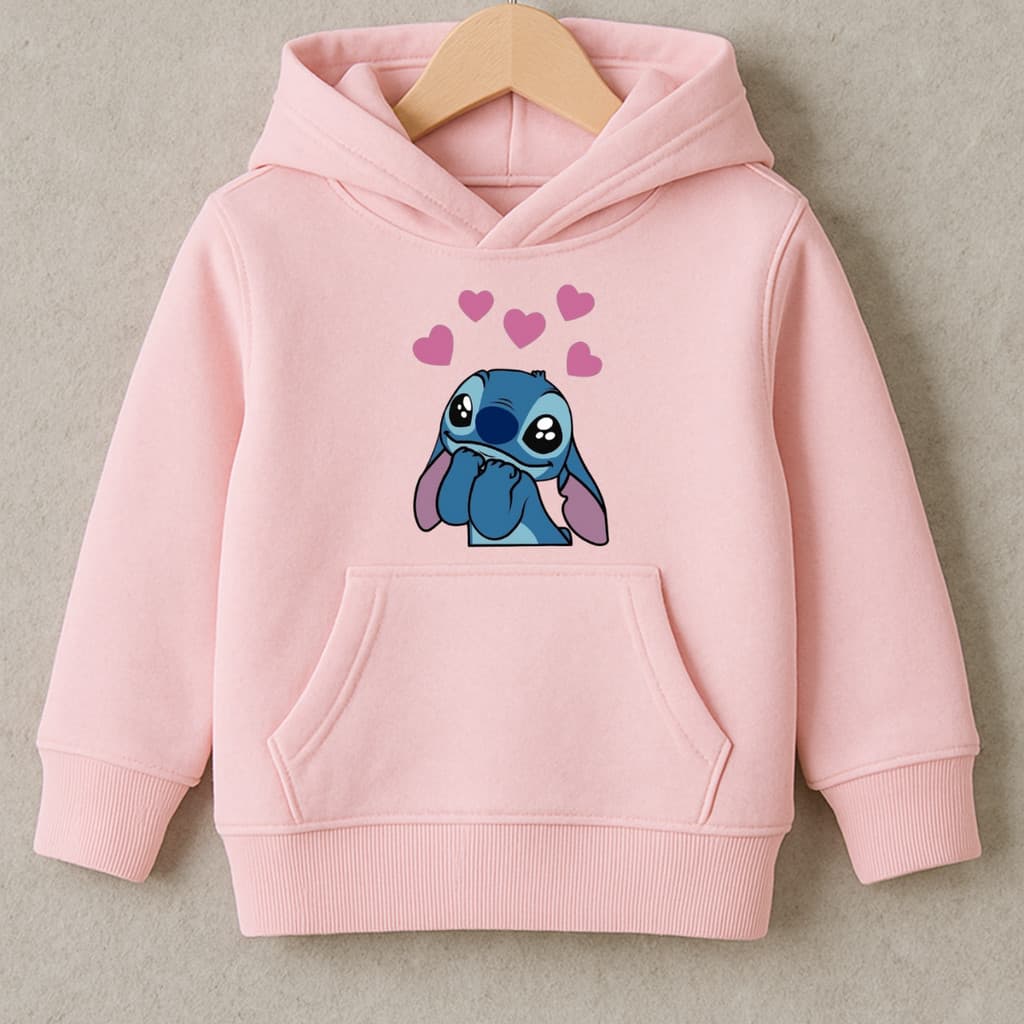 Moletom infantil Estampado Lilo Com Capuz Canguru Algodão Peluciado