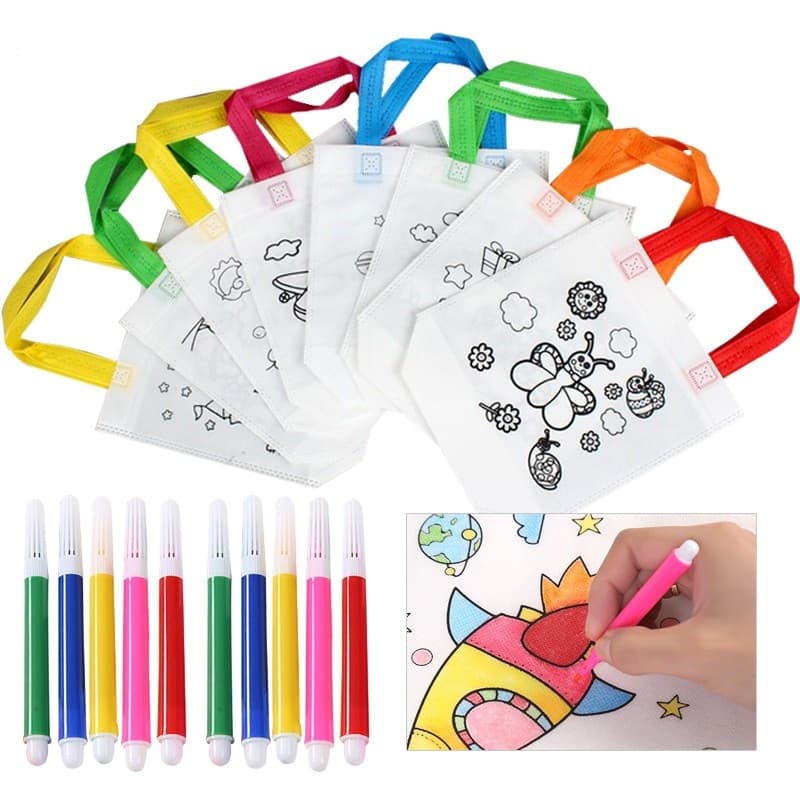 20 peças saco de grafeno DIY caneta marcador de cor artesanato pintura saco não tecido artesanato infantil pintura para