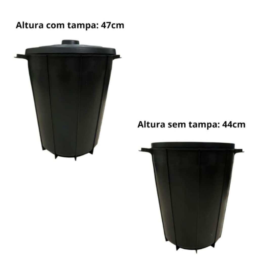 Cesto de Lixo Médio 28Litros Gigante Plástico - Lixeira reforçada com Tampa