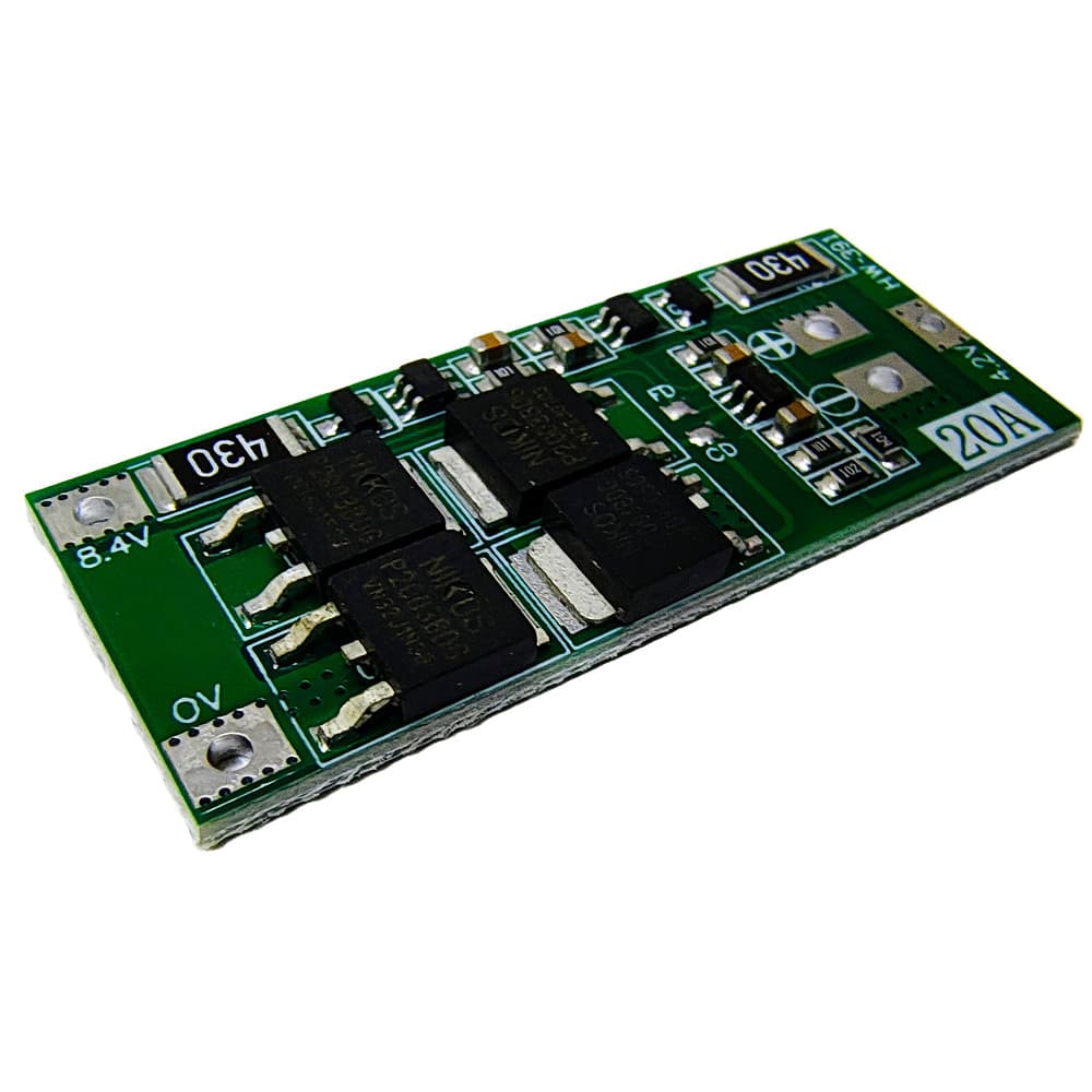 Placa BMS 2S 20A Balanceada 8.4V para Bateria de Lítio 18650 Proteção Carregamento