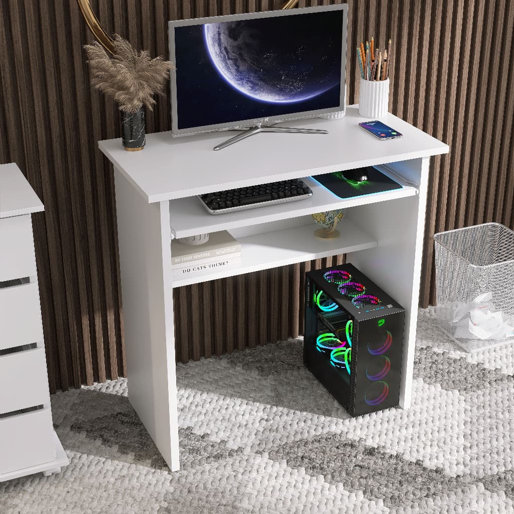 Mesa Escrivaninha para Computador Escritorio Home Office sem Gaveta Branca
