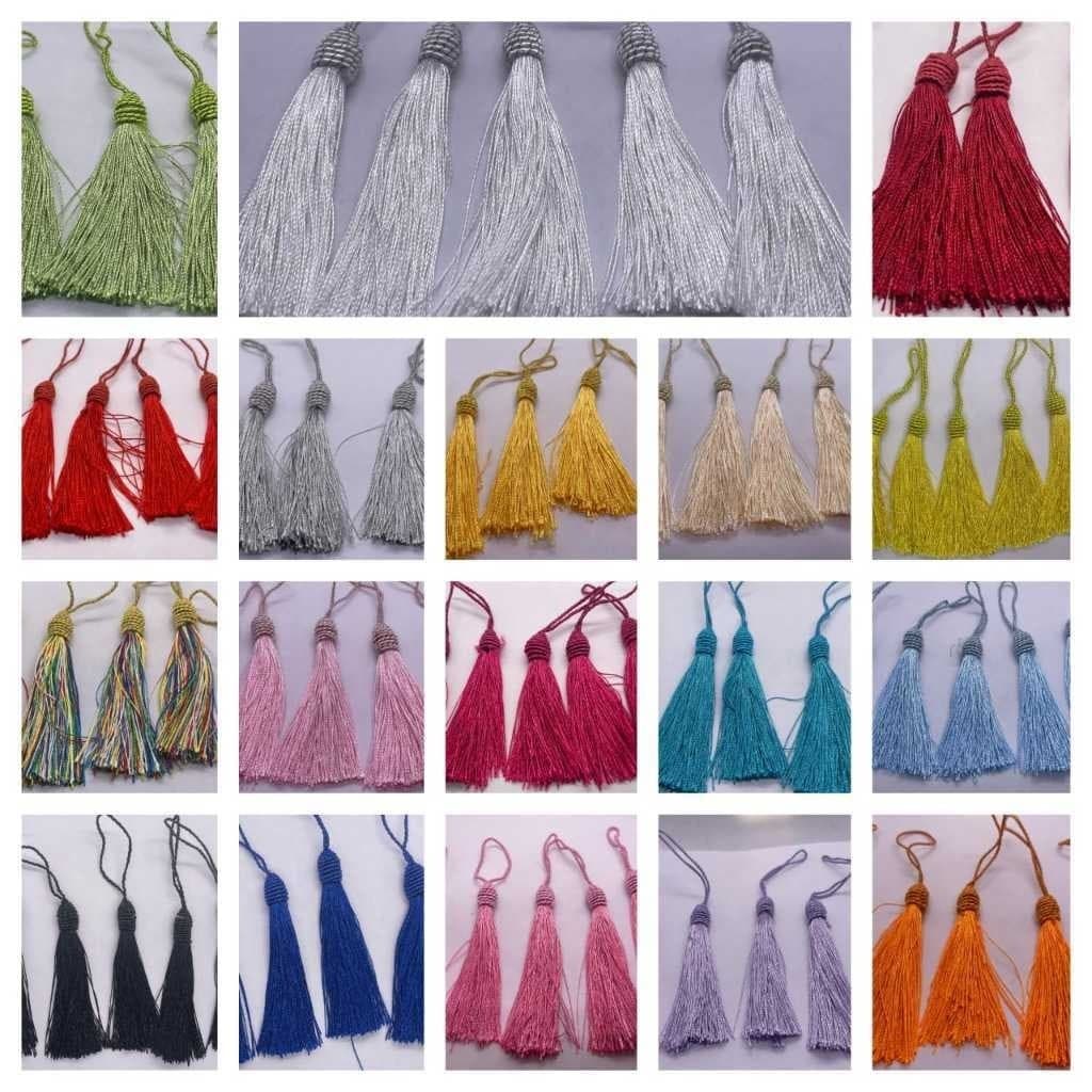 Kit 20 Pingente Tassel de Seda Tulipa Franja para Artesanato Bijuterias Chaveiros Brincos Resina