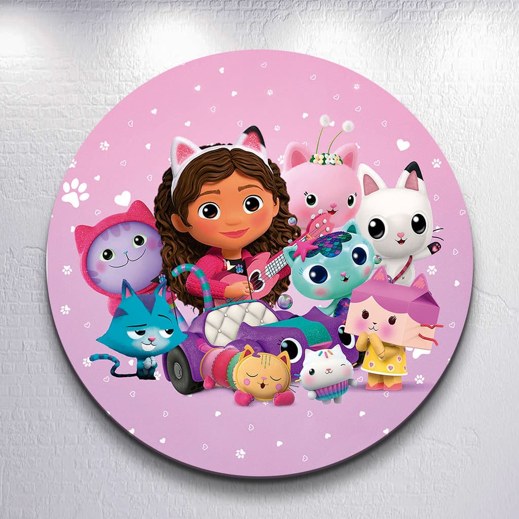 Capas Festa Sublimada Painel Mini 50x50 Casinha Mágica Redondo 150x150 Decoração Desenho Animado
