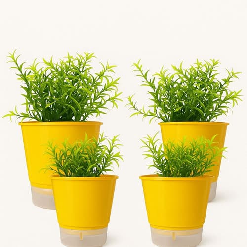 Kit 4  Autoirrigável Floreira Plantas Armazém AMARELO Vaso