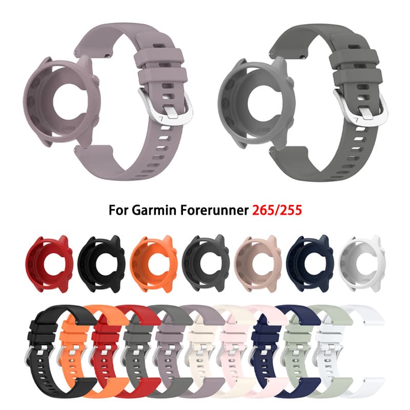Pulseira De Silicone Macio + Capa Para Garmin Forerunner 265 255