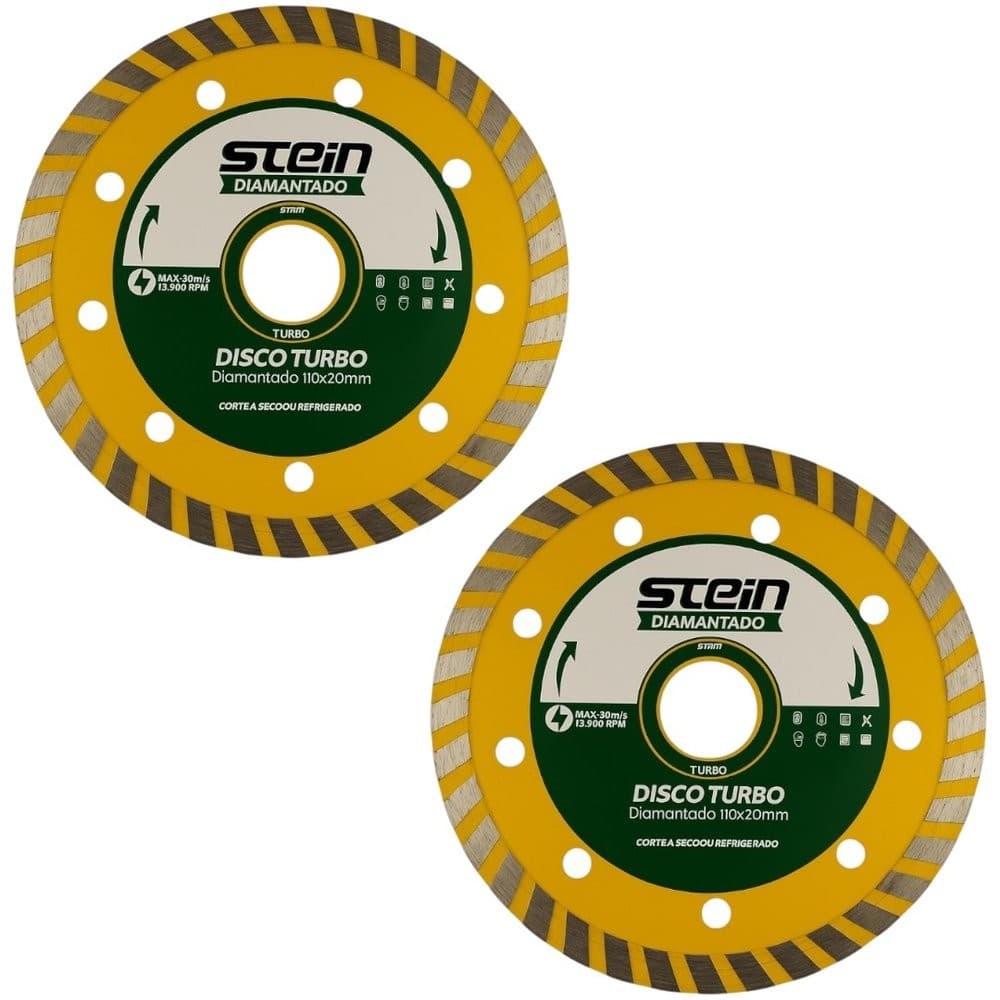 2 Peças Disco Diamantado Corte Seco 110MM Turbo Stein