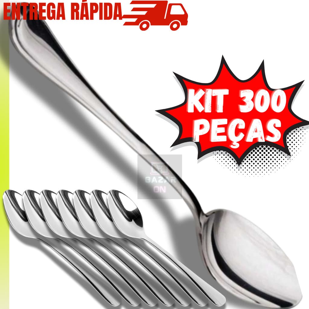 Kit Jogo 300 Colheres Mesa Em Aço Inox Conjunto Para Jantar Almoço Restaurante Hotel Original