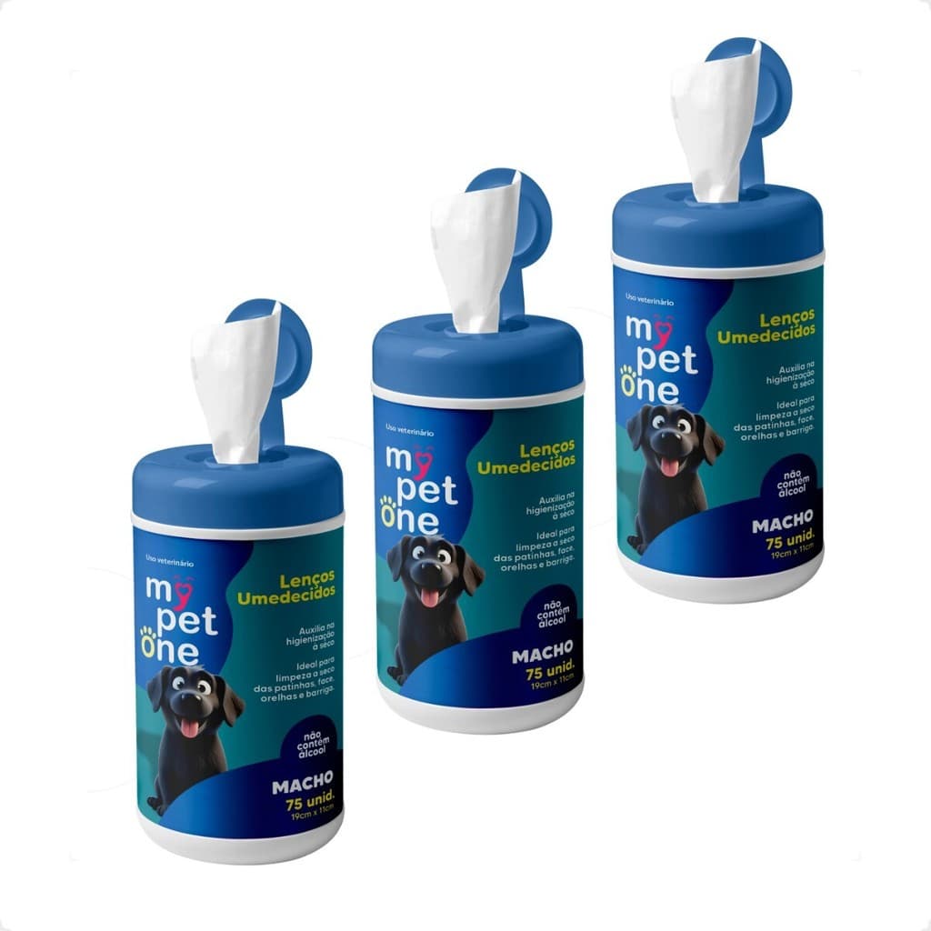 Kit 3 Lenço Umedecido Machos Mypetone - 75 Unidades